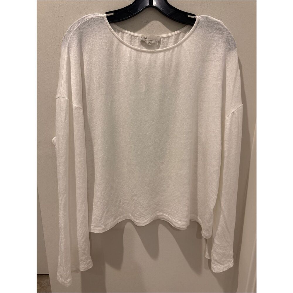 Onia Ivory Linen Long Sleeve Tee Relaxed Cover Up size XL